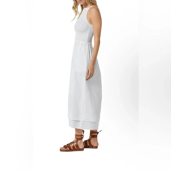 NWT Joie Smocked Midi Dress Lory Size Small in Bright White - Picture 3 of 5